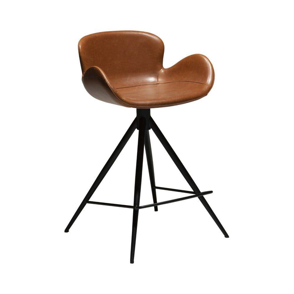 Koňakově hnědá barová židle z imitace kůže DAN–FORM Denmark Gaia, výška 87 cm - Bonami.cz