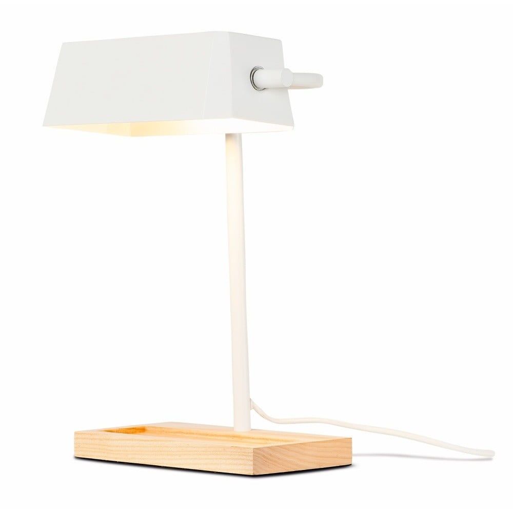 Stolní lampa s kovovým stínidlem v bílo-přírodní barvě (výška 40 cm) Cambridge – it\'s about RoMi - Bonami.cz