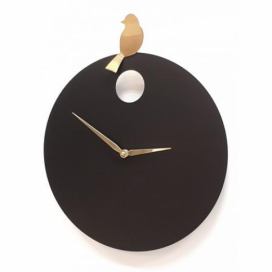 Designové nástěnné hodiny Diamantini&Domeniconi 394 black gold Bird 40cm