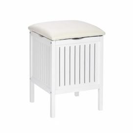 Bílá dřevěná stolička s úložným prostorem Wenko Oslo