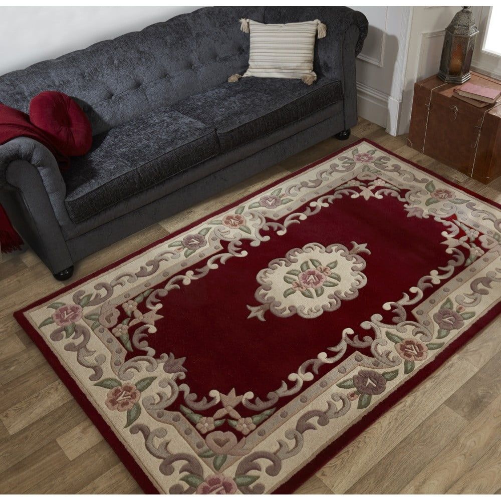 Červený vlněný koberec Flair Rugs Aubusson, 75 x 150 cm - Bonami.cz