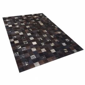 Hnědozlatý patchwork kožený koberec 200x300 cm BANDIRMA Beliani.cz