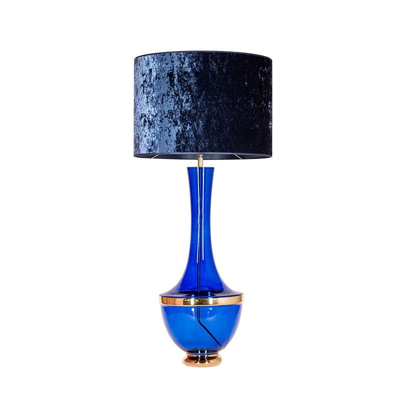 Vysoká stolní lampa TROYA - modré sklo - Osvětlení.com