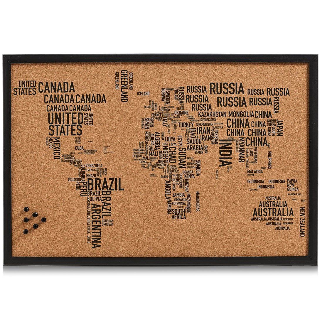 Korková nástěnka s mapou světa, 60 x 40 cm Zeller - EMAKO.CZ s.r.o.