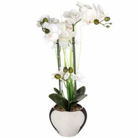 Atmosphera Umělá květina, tři orchideje s bílými květy v stříbrném květináči