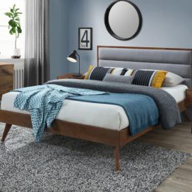 HALMAR Dřevěná postel Orlando 160x200 dvoulůžko ořech/šedá