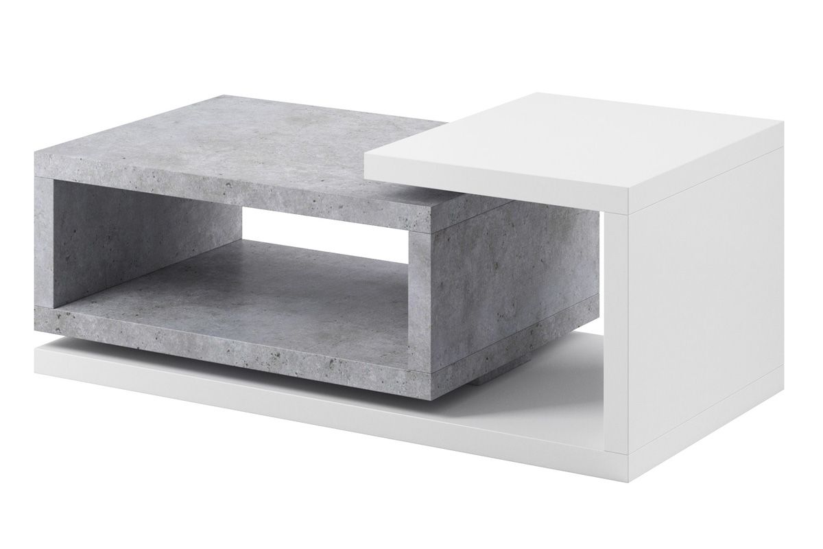 Konferenční stolek Bota 97 z wnekami 120 cm Bílý / beton colorado - Nabytek-Bogart.cz