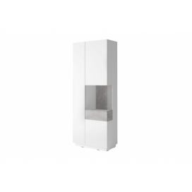 Vitrína dvoudveřová Pravá Silke 13 Bílý lesk / colorado beton