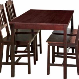 Stůl + 4 židle 8849 tmavohnědý lak Mdum