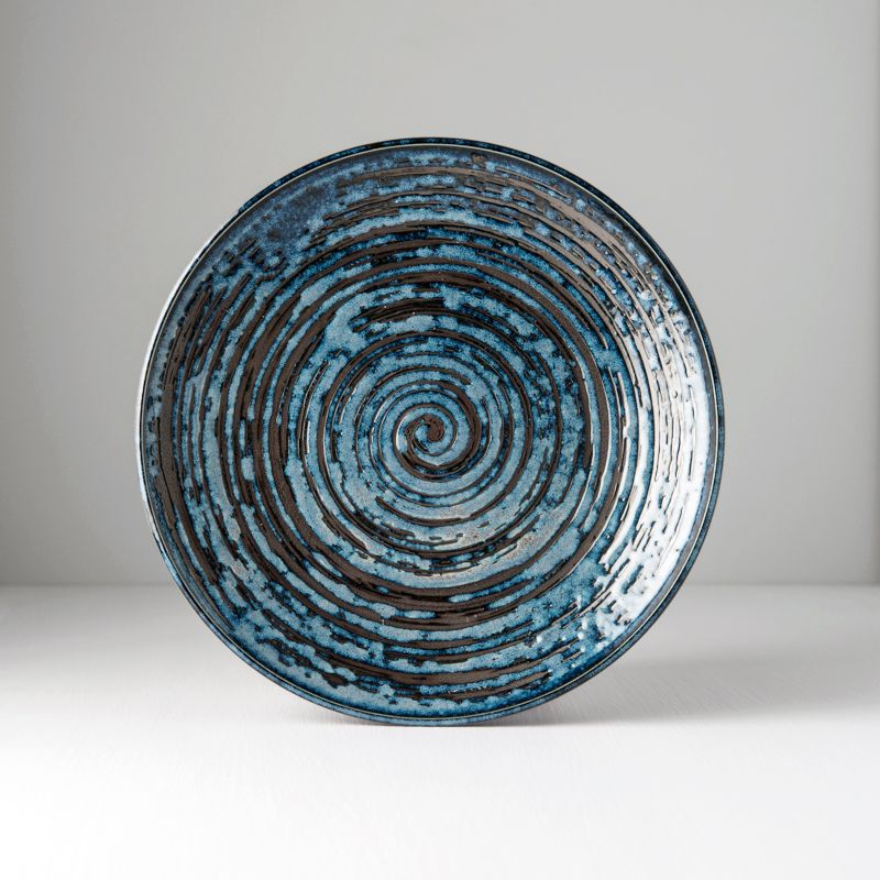 Modrý keramický talíř MIJ Copper Swirl, ø 25 cm - Bonami.cz