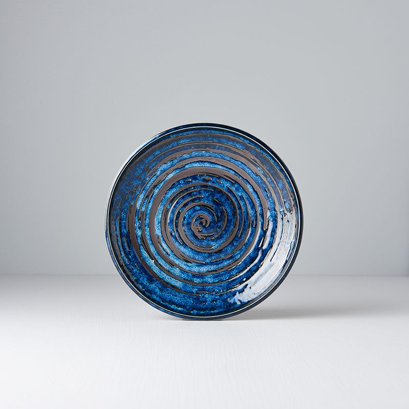 Modrý keramický talíř MIJ Copper Swirl, ø 20 cm - Bonami.cz