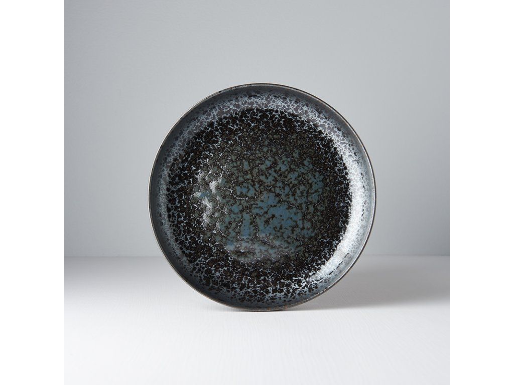 Černo-šedý keramický talíř se zvednutým okrajem MIJ Pearl, ø 22 cm - Bonami.cz