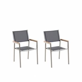 Sada dvou šedých zahradních židlí z nerezové oceli GROSSETO