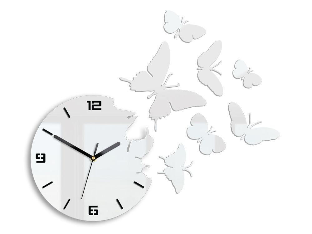 ModernClock 3D nalepovací hodiny Butterfly bílé - Houseland.cz