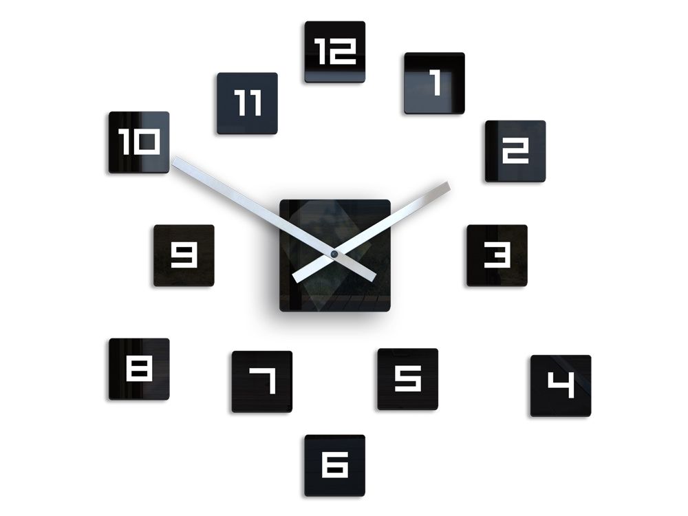 ModernClock 3D nalepovací hodiny Cube černé - Houseland.cz