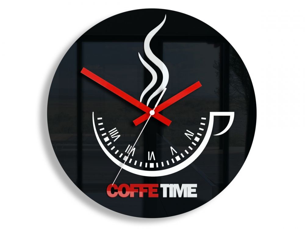 ModernClock Nástěnné hodiny Coffe Time černé - Houseland.cz