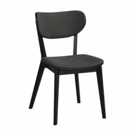 Černá dubová jídelní židle ROWICO KATO s tmavě šedým sedákem