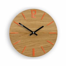 ModernClock Nástěnné hodiny Carlo Wood hnědo-oranžové