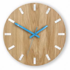 ModernClock Nástěnné hodiny Simple Oak hnědo-tyrkysové