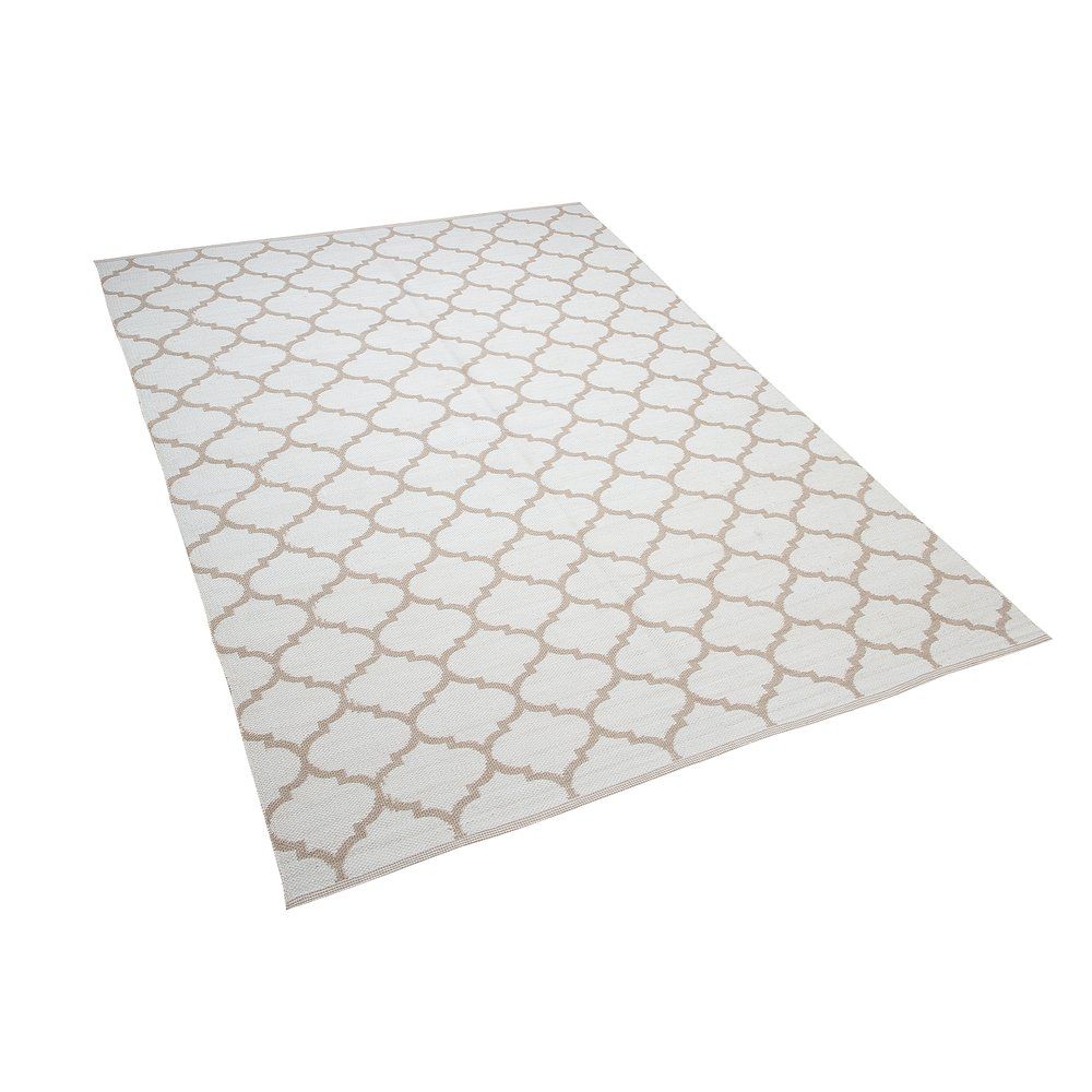 Béžový oboustranný koberec s geometrickým vzorem 140x200 cm AKSU - Beliani.cz