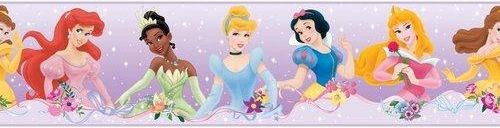 Fialová dětská bordura Disney Princess - Princezny - Dětské dekorace Lunami
