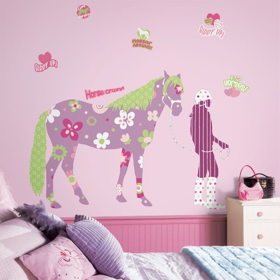 Obrázky koní - Samolepky Květinový kůň - Dětské dekorace Lunami