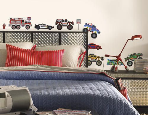 RoomMates Dekorační samolepky na zeď. Obrázky  Auta - Trucks. - Dětské dekorace Lunami