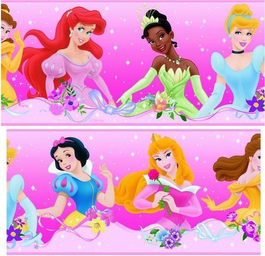 Růžová bordura Disney Princess - Princezny - Dětské dekorace Lunami