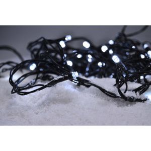 Solight LED venkovní vánoční řetěz, 50 LED, 5m, přívod 3m, 8 funkcí, časovač, IP44, studená bílá - Favi.cz
