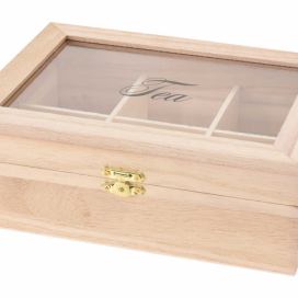 EH Excellent Houseware Dřevěná krabička na čaj TEA - 6 přihrádek