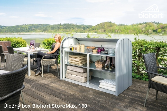 Biohort Úložný box StoreMax® 160, šedý křemen metalíza - 