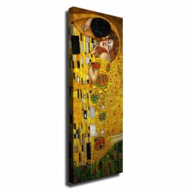 Nástěnná reprodukce na plátně Gustav Klimt The Kiss, 30 x 80 cm