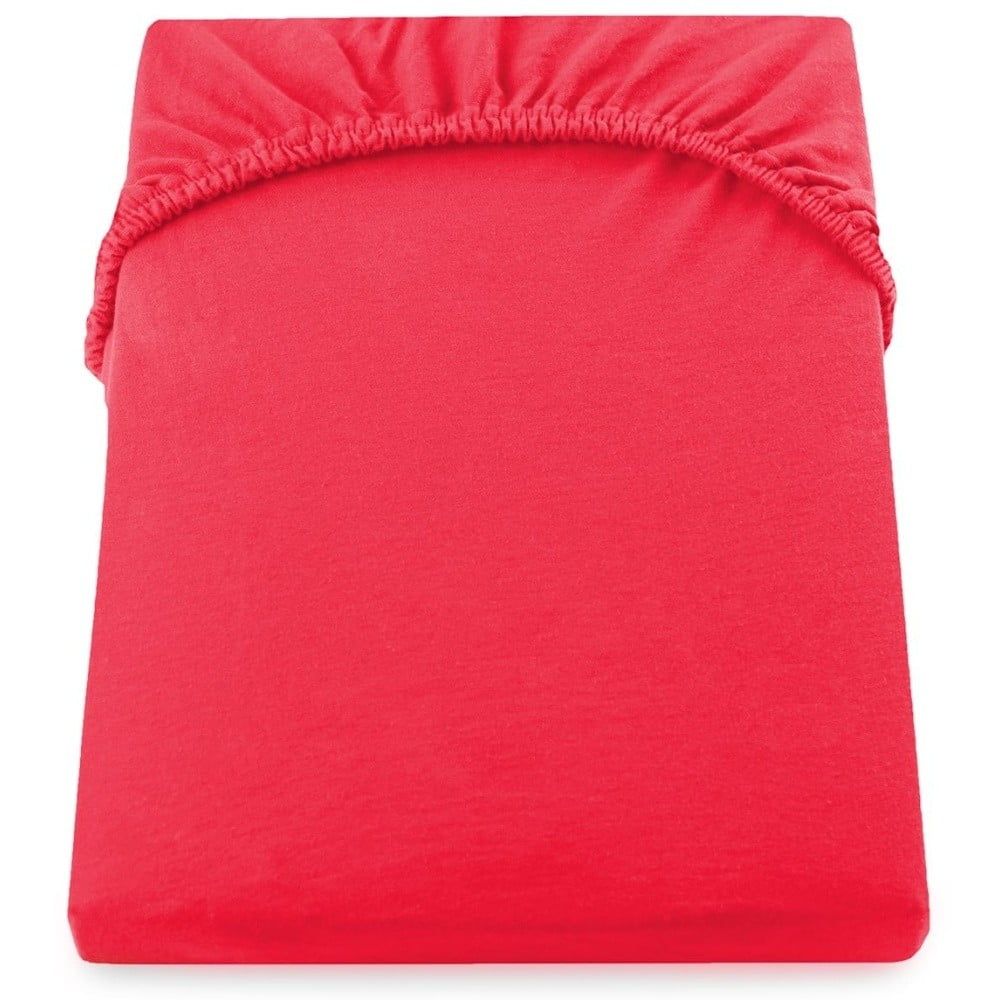 Bavlněné jersey prostěradlo s gumou DecoKing Nephrite červené, velikost 100-120x200+30 - Bonami.cz