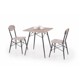 KABIR Čtverec Komplet stůl + 2 Židle Dub San Remo / Černý