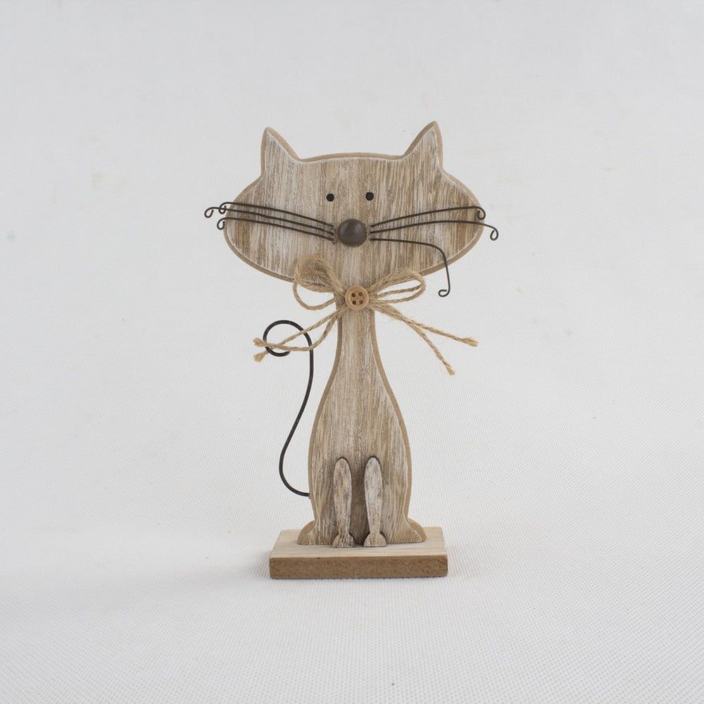 Dřevěná dekorace ve tvaru kočky Dakls Cats, výška 18 cm - Bonami.cz