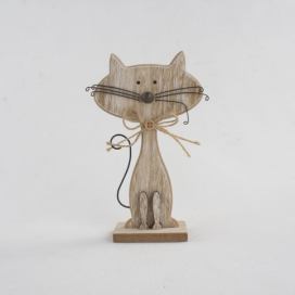 Dřevěná dekorace ve tvaru kočky Dakls Cats, výška 18 cm Bonami.cz