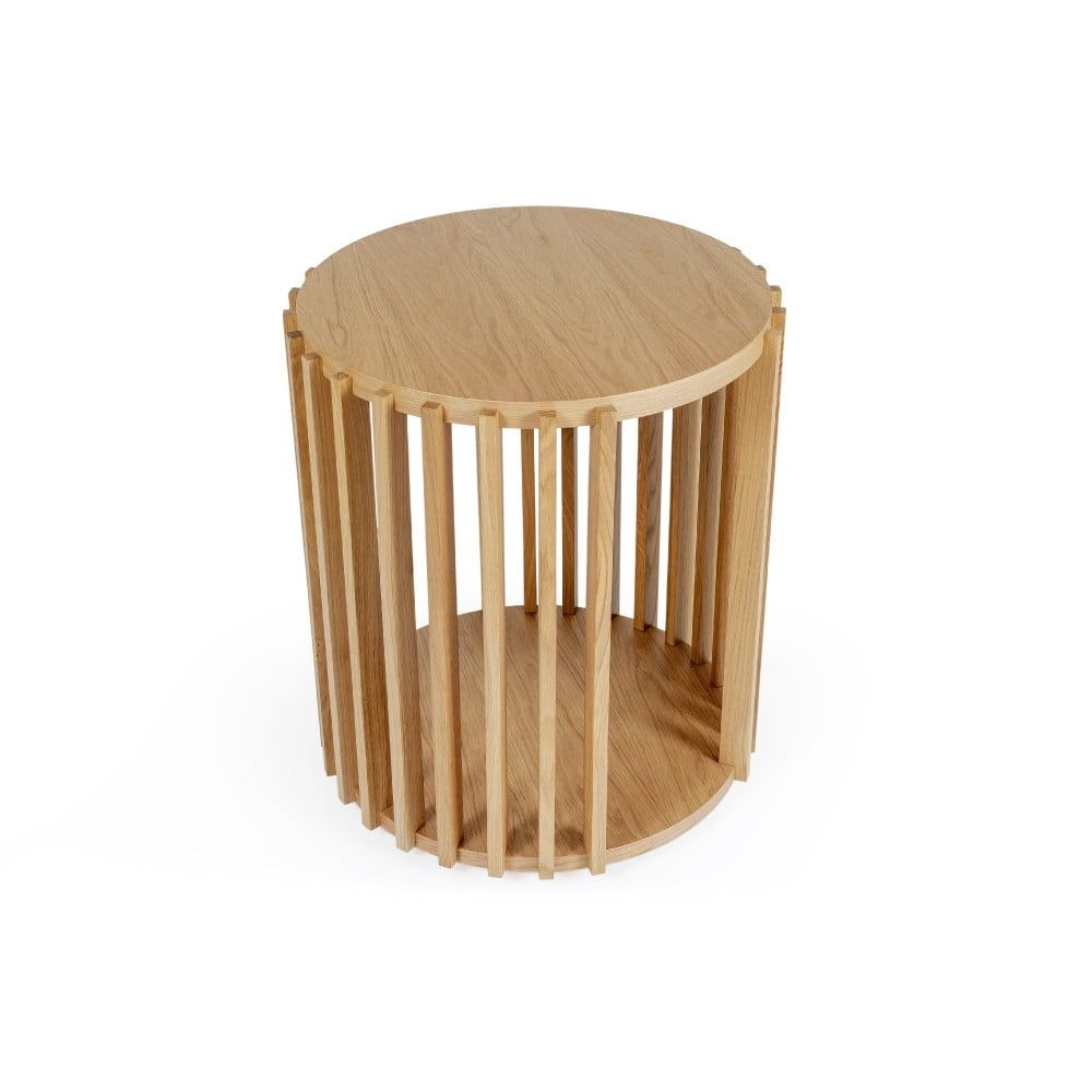Odkládací stolek z dubového dřeva Woodman Drum, ø 53 cm - Bonami.cz