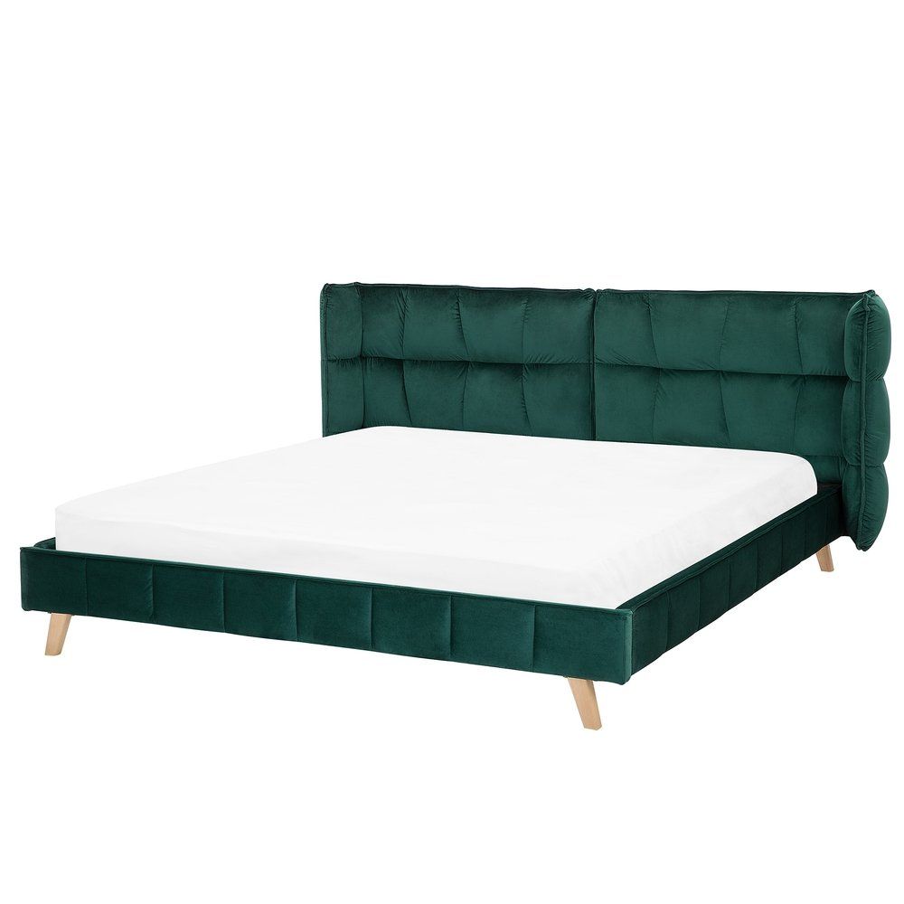 Tmavě zelená sametová postel 180 x 200 cm SENLIS - Beliani.cz
