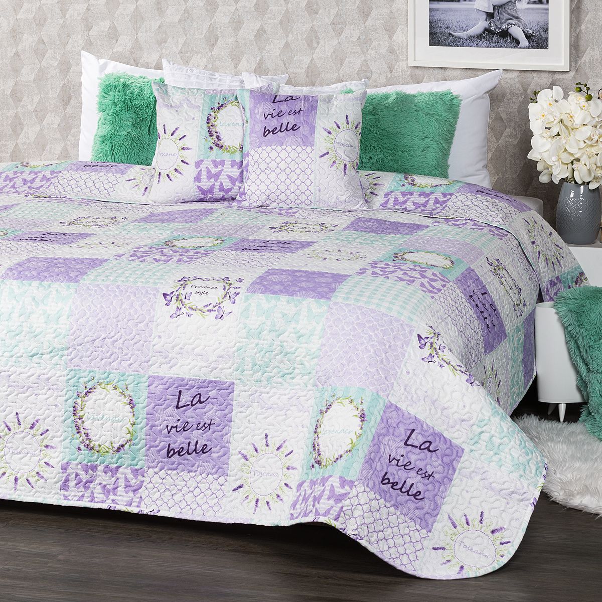 4Home Přehoz na postel Lavender, 220 x 240 cm, 2 ks 40 x 40 cm - 4home.cz