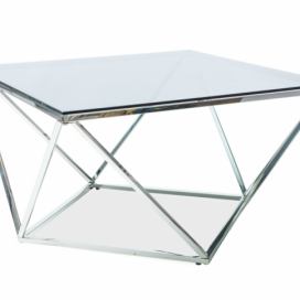 Konferenční stolek SILVER A 80X80 Stříbrný/kouřové sklo