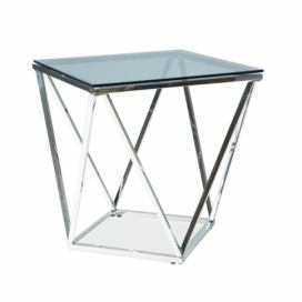 Konferenční stolek SILVER B 50X50 Stříbrný/kouřové sklo