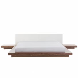 Vodní postel s nočními stolky 180 x 200 cm světlé dřevo ZEN