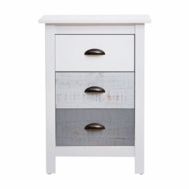Bílo šedý borovicový noční stolek Marckeric Romantica 46 x 35 cm - velký