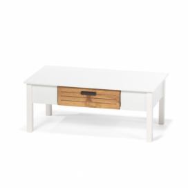 Bonami.cz: Bílý konferenční stolek z borovicového dřeva se šuplíkem loomi.design Ibiza