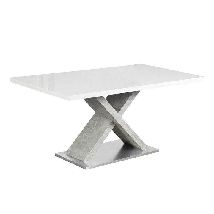 Tempo Kondela Jídelní stůl FARNEL - bílá s vysokým leskem HG / beton - ATAN Nábytek