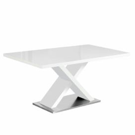 Jídelní stůl, bílá s vysokým leskem HG, 160x90 cm, FARNEL Mdum