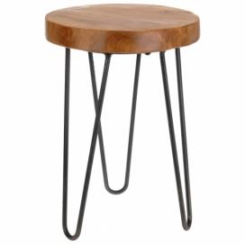 Home Styling Collection Dřevěná stolička s kovovými nohami, 30 x 42 cm