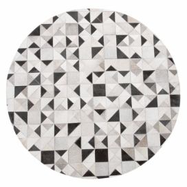 Šedobílý kožený koberec ⌀ 140 cm KIRKLAR