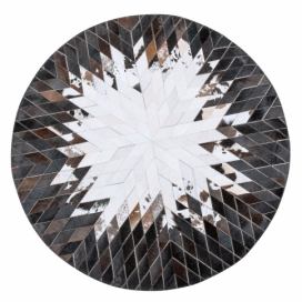 Černo-bílý kožený koberec, ⌀ 140 cm KELES