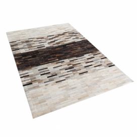 Hnědobéžový kožený koberec 140 x 200 cm SINNELI